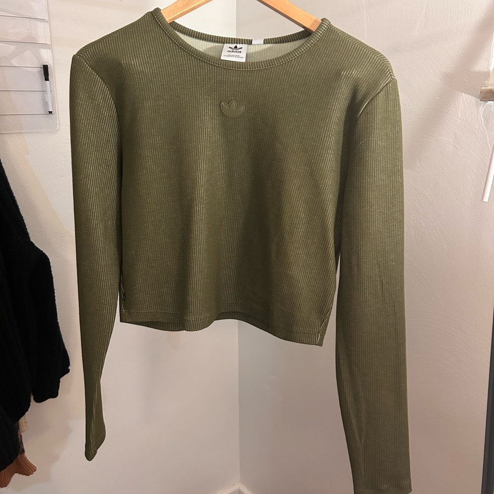 Ribbed Adidas Green Long Sleeve